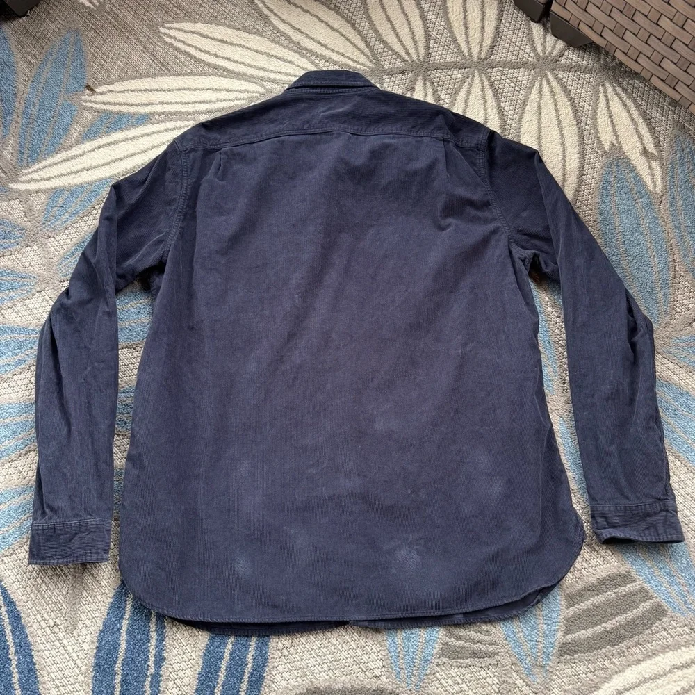J. Crew Re-Imagined Men’s Corduroy‎ Long Sleeve Button Down Navy Blue Size XXLT